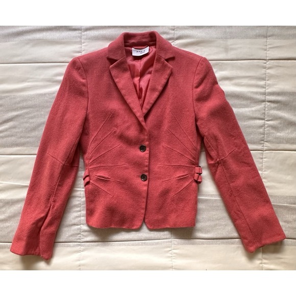 Akris Jackets & Blazers - Akris Punto Coral Pink Wool Cashmere Blazer Jacket 4 Origami Pleated Buckle READ